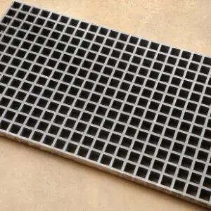 A black and white tile on the floor