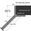 A drawing of the side view of an angle iron.
