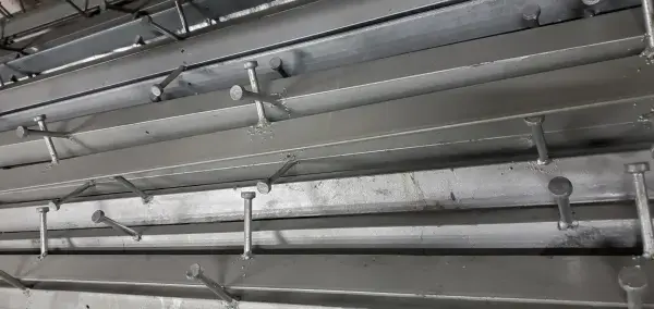 A close up of some metal pipes and bars