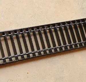 A close up of the bottom of a train track