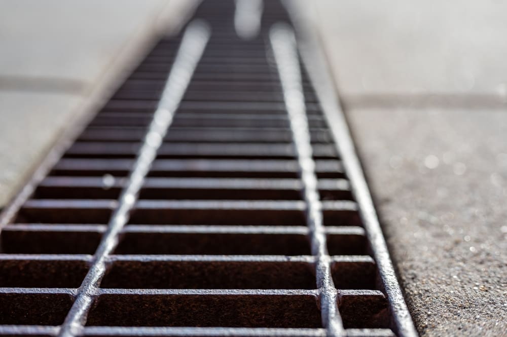 trench grate in walkway