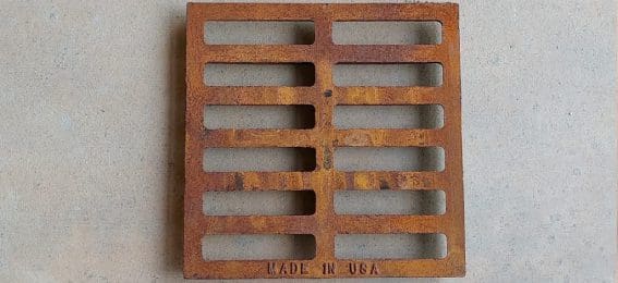 cast iron grate with "Made in USA" on the front from The Trench Grate Store