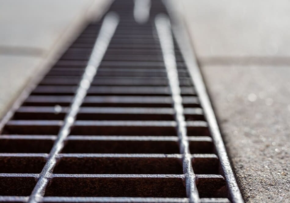 trench grate in walkway